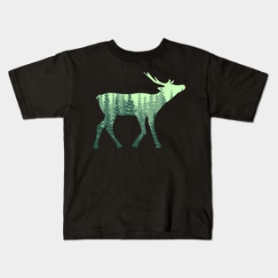 Stag deer Silhouette Forest Hiking Camping Gifts Kids T-Shirt